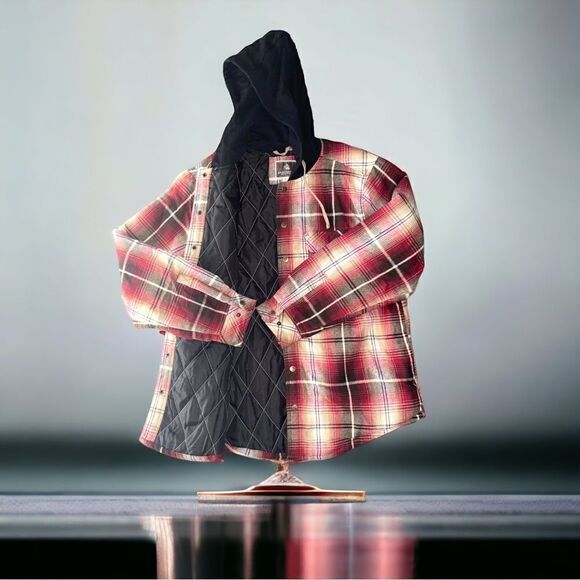 Legendary Outfitters l Hooded Flannel l Quilted l Snap up l Pocket l Unisex New - Picture 4 of 13